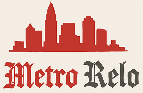 Red skyline silhouette with "Metro Relo" text.